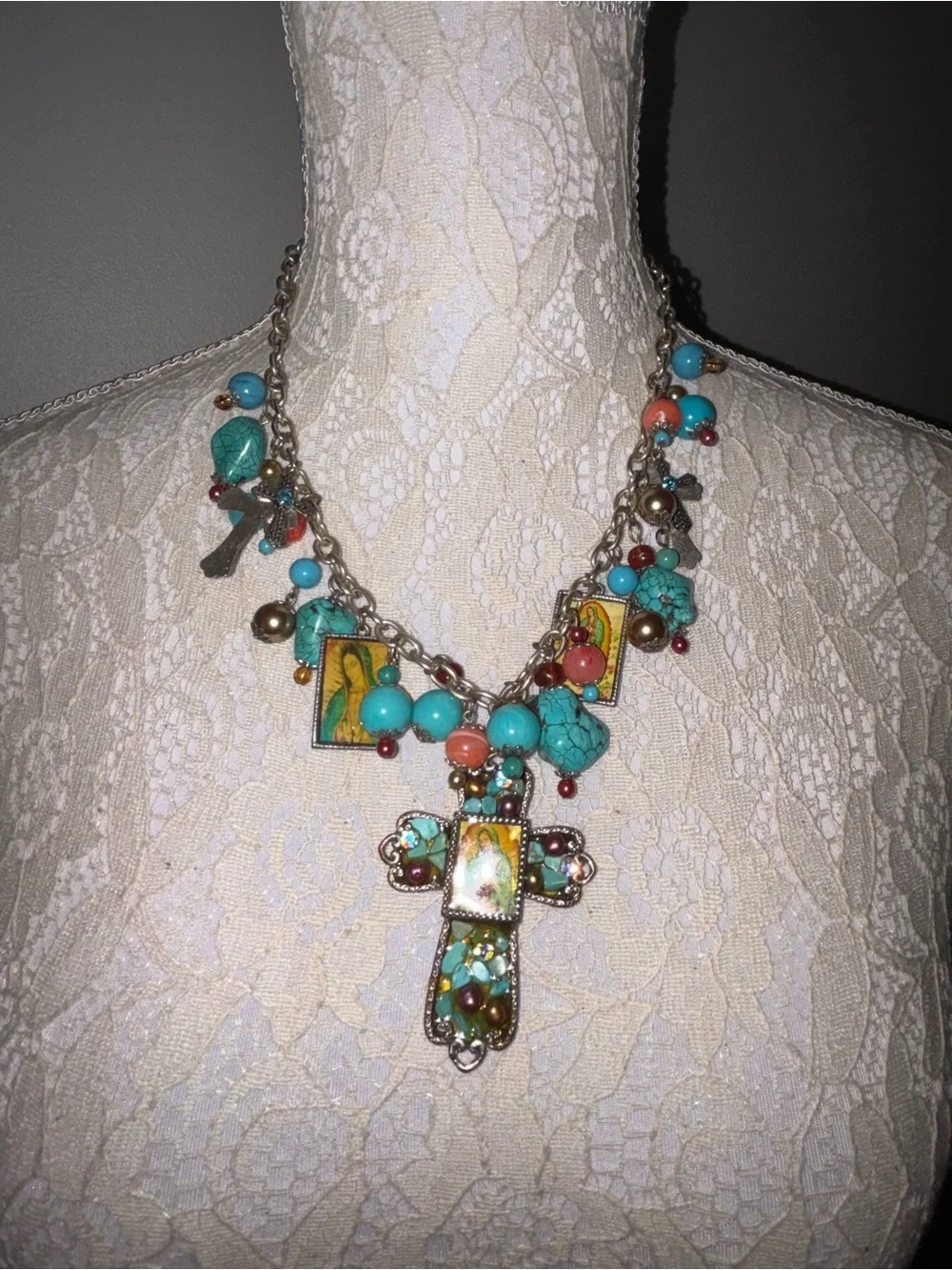 Yousi (You and I) Huge Dramatic & Colorful Cross Statement Necklace